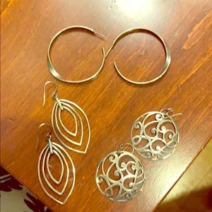 Silpada earrings, 3 pair, sterling silver